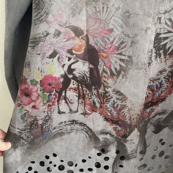 Kamana Floral Watercolor Bird Print Boho Jacket Size M - Picture 8 of 9